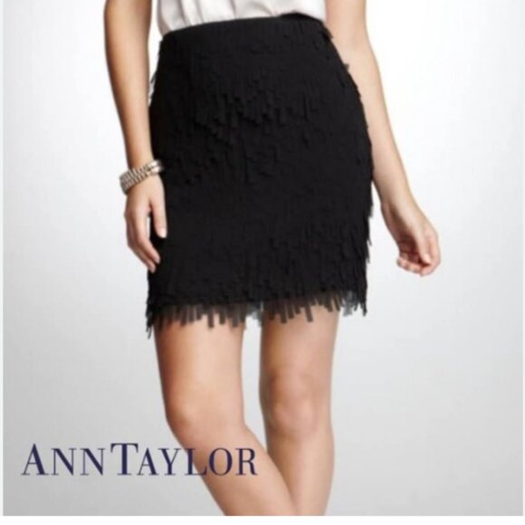 Ann Taylor Dresses & Skirts - Ann Taylor black fringe skirt : Not a mini, but shorter length:  4P